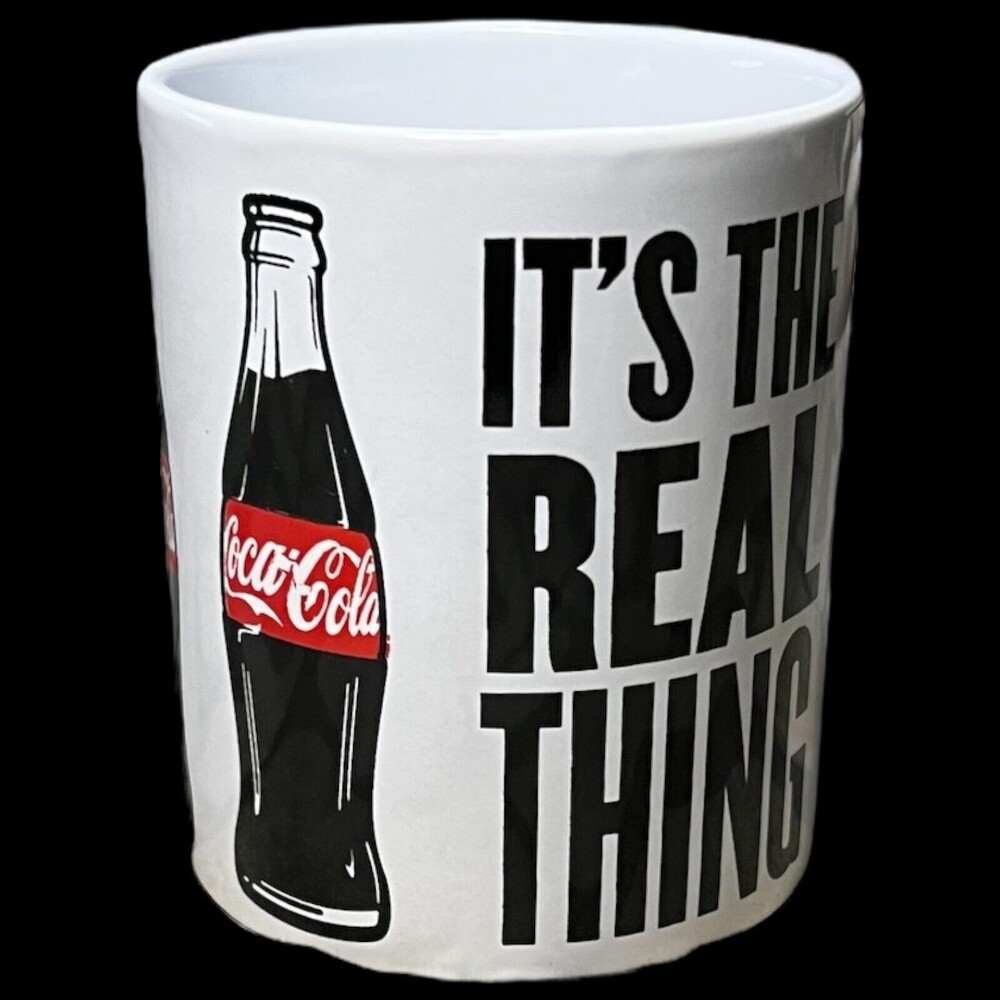Coca Cola Vintage "It's the Real Thing" White Coffee Cup Coke Mug Medium Size